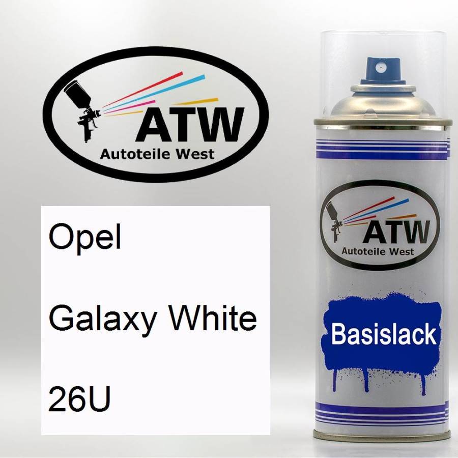 Opel, Galaxy White, 26U: 400ml Sprühdose, von ATW Autoteile West.